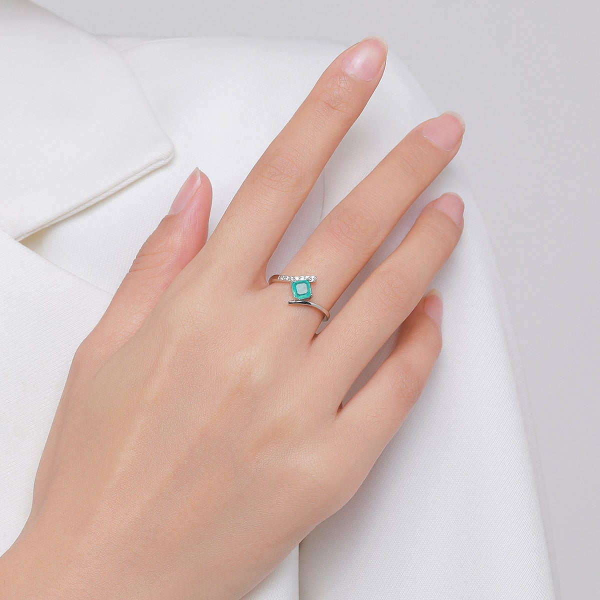 Sterling Silver Paraiba Tourmaline Eternity Ring