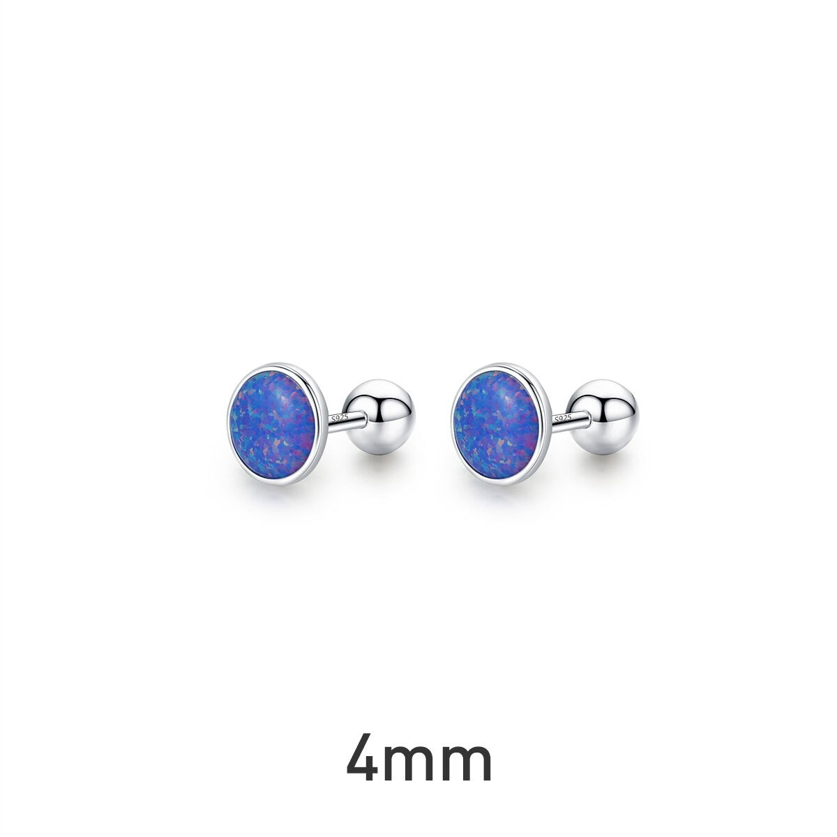 Sterling Silver Blue Opal Stud Earrings