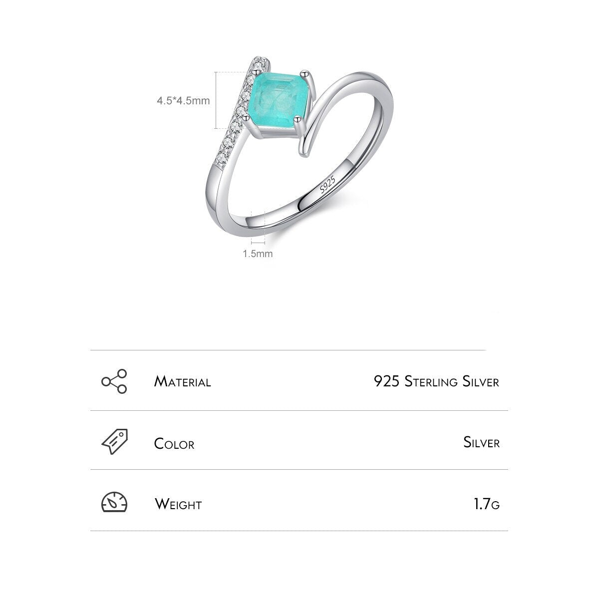 Sterling Silver Paraiba Tourmaline Eternity Ring