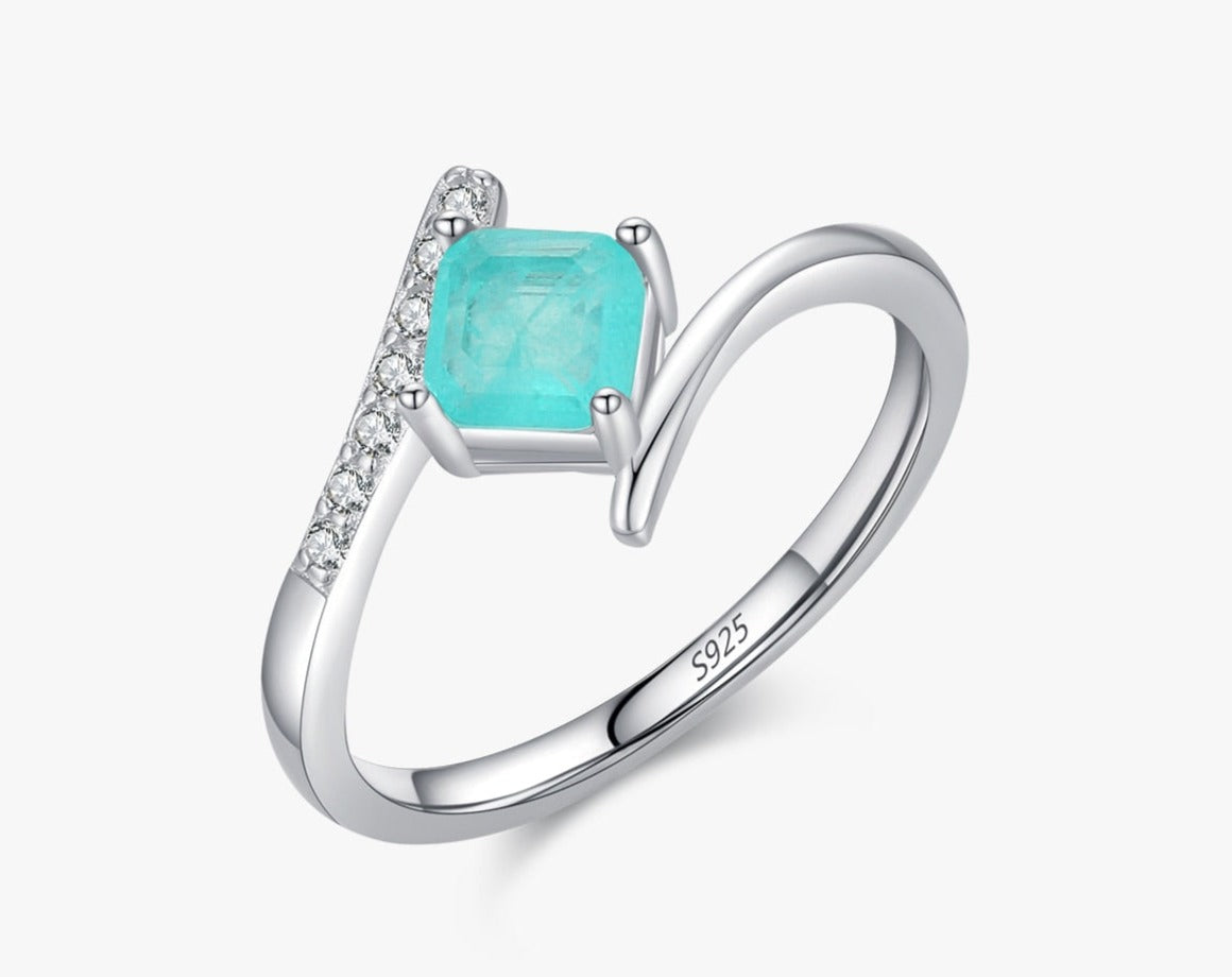 Sterling Silver Paraiba Tourmaline Eternity Ring