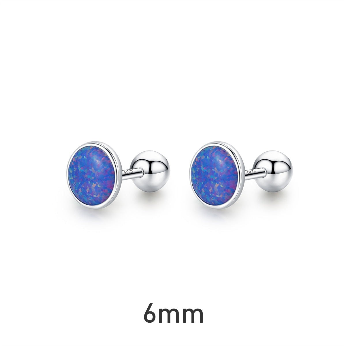 Sterling Silver Blue Opal Stud Earrings