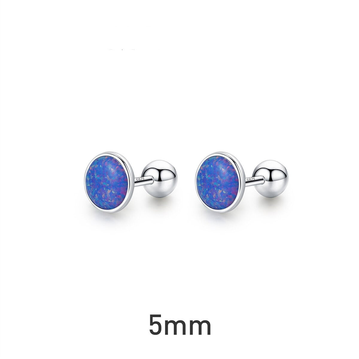 Sterling Silver Blue Opal Stud Earrings