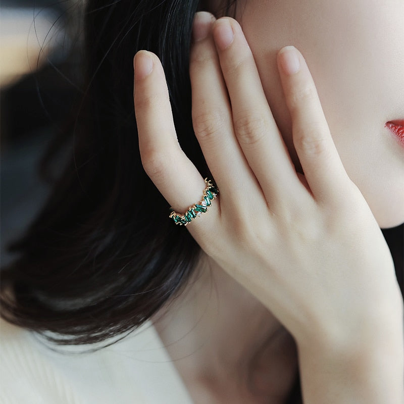 Emerald Green Crystal Ring