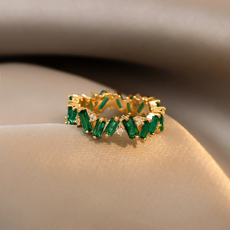 Emerald Green Crystal Ring
