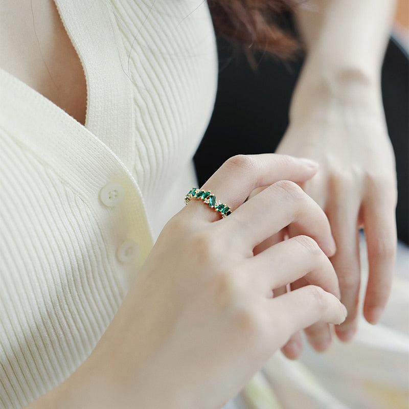 Emerald Green Crystal Ring