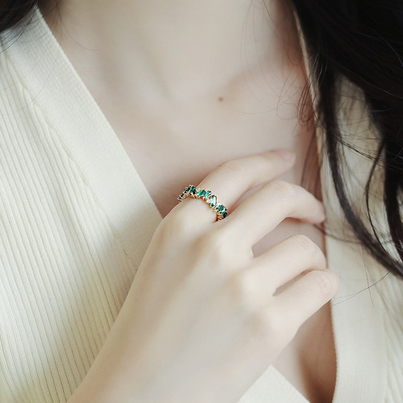 Emerald Green Crystal Ring