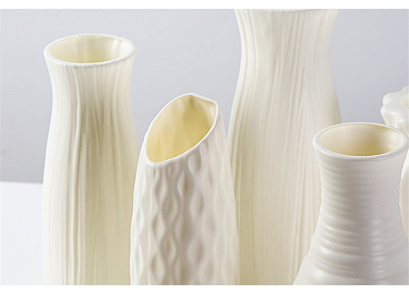 Minimalist white vase collection