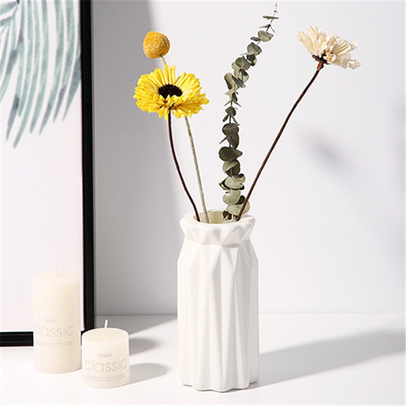 Minimalist white vase collection