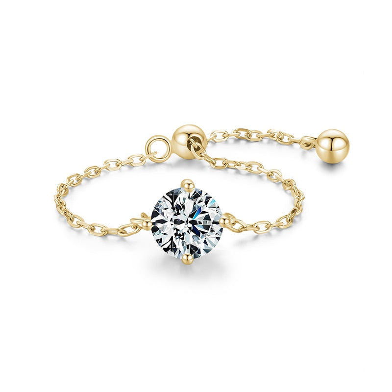 Sterling Silver Charm Chain Ring