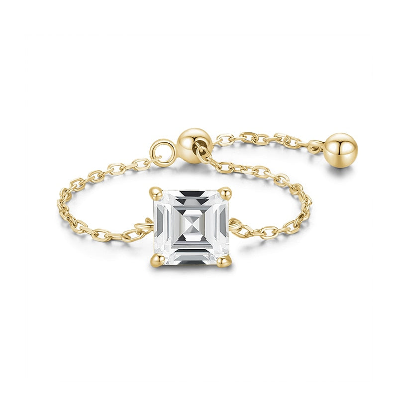 Sterling Silver Charm Chain Ring
