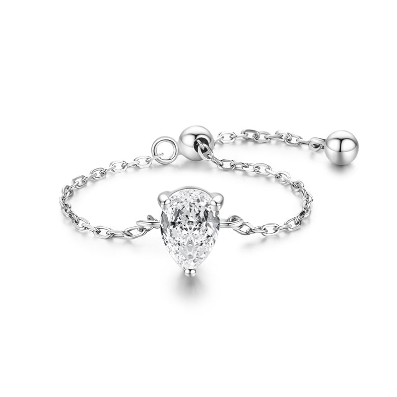Sterling Silver Charm Chain Ring