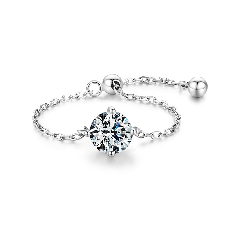 Sterling Silver Charm Chain Ring