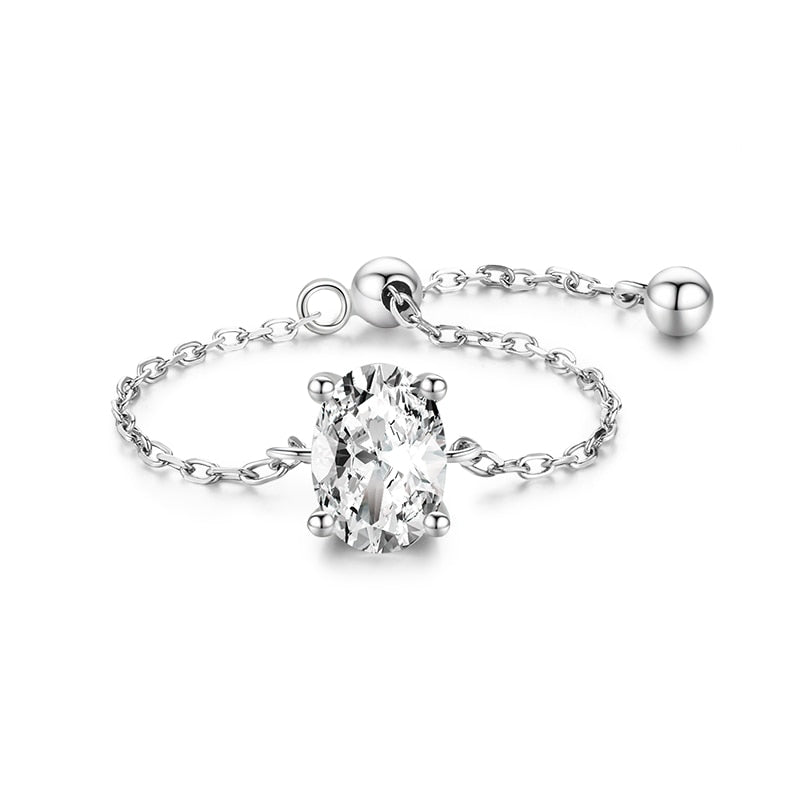 Sterling Silver Charm Chain Ring