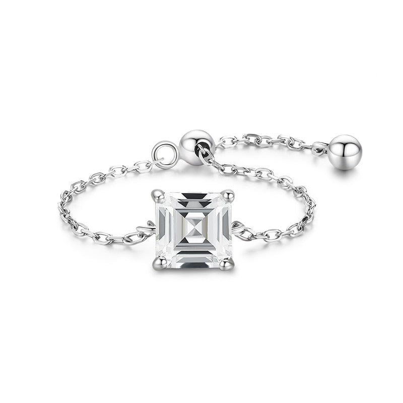 Sterling Silver Charm Chain Ring
