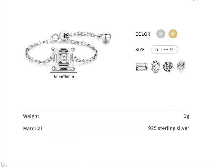 Sterling Silver Charm Chain Ring