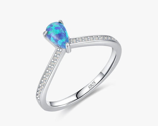 Sterling Silver Exquisite Blue Peruvian Opal Ring