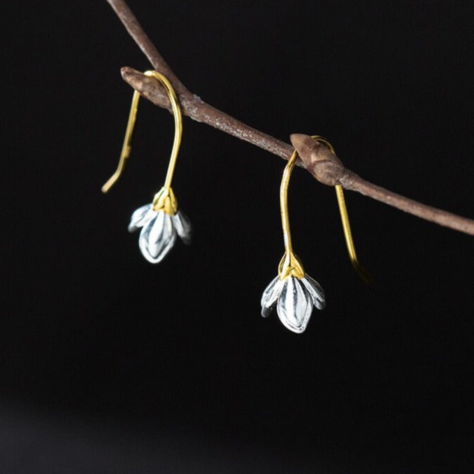 Sterling Silver flower charm earrings