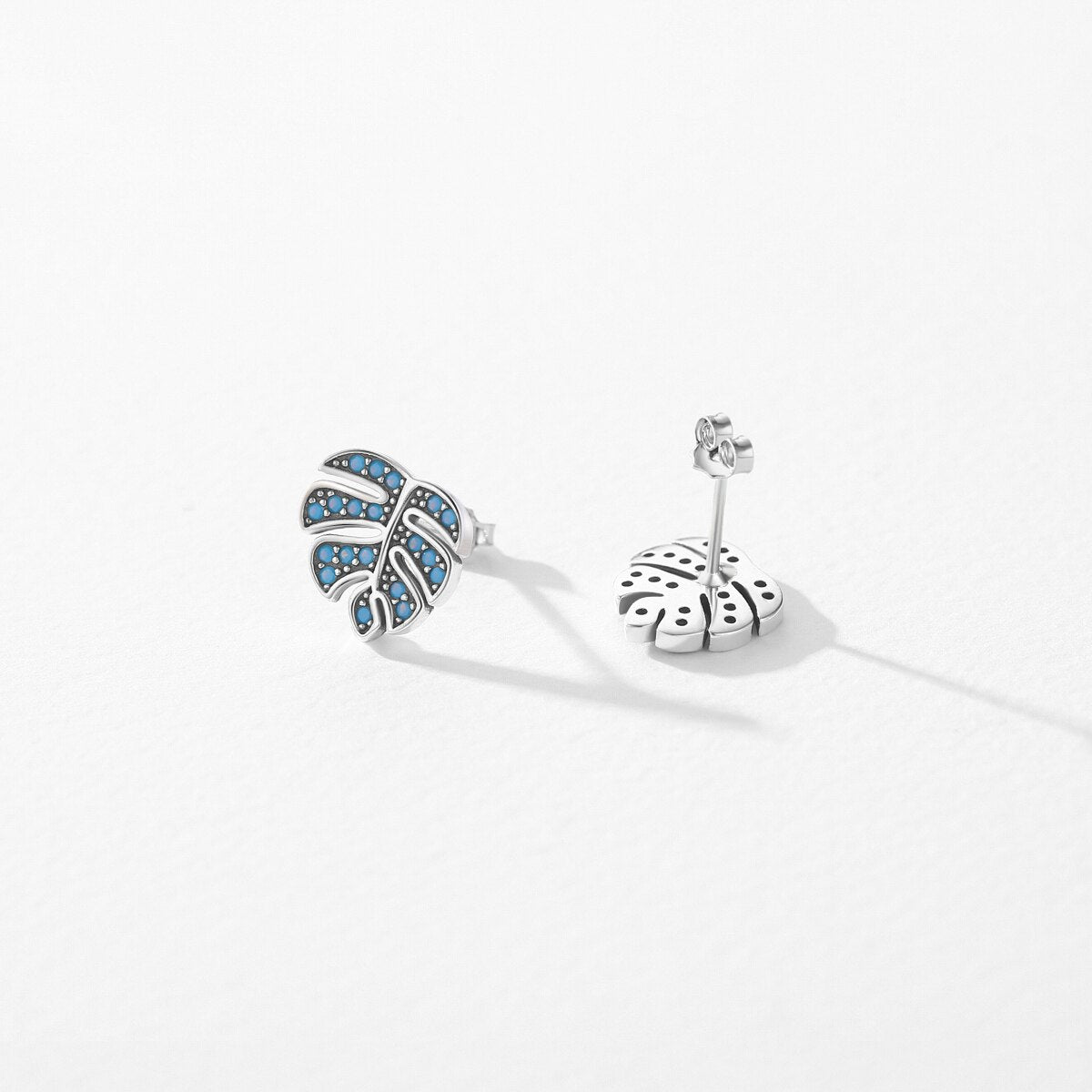 Sterling Silver Turquoise Leaf Stud Earrings