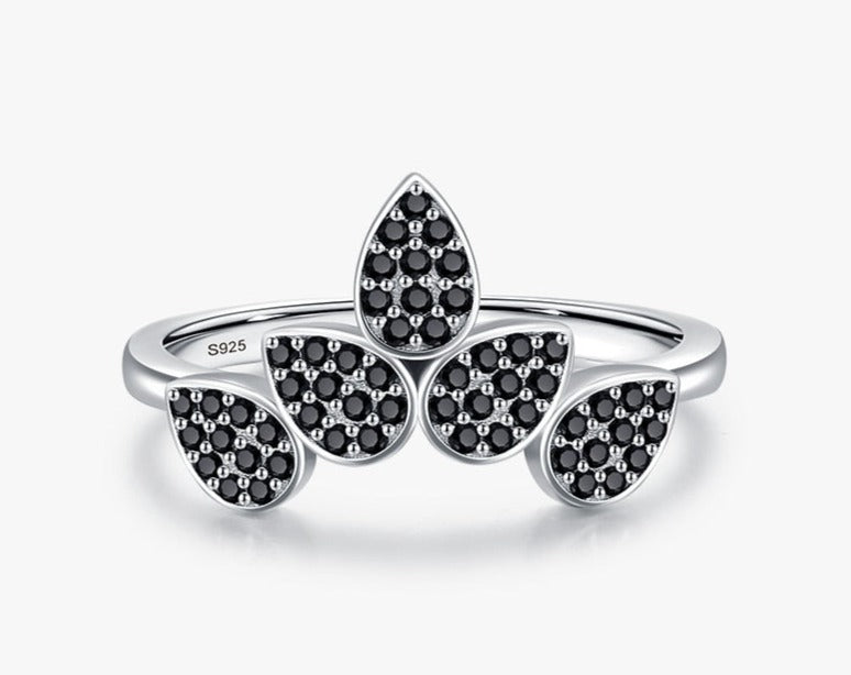 Sterling Silver Black Petal Ring