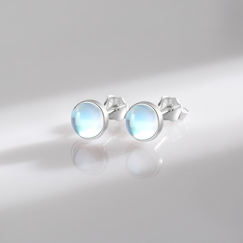 Sterling Silver Moonstone Stud Earrings