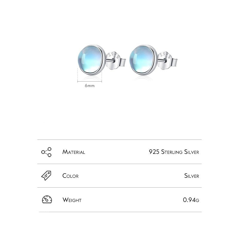 Sterling Silver Moonstone Stud Earrings