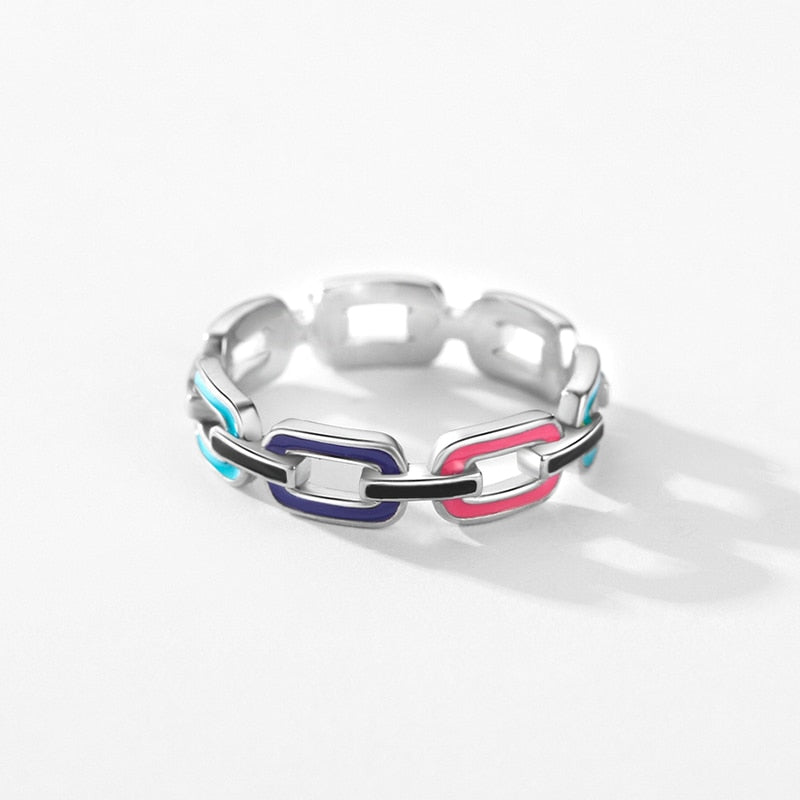 Sterling Silver Multicolour Geometric Ring