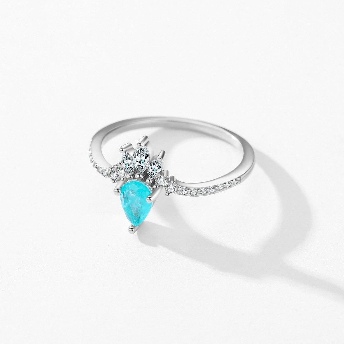 Sterling Silver Paraiba Tourmaline Crown Ring