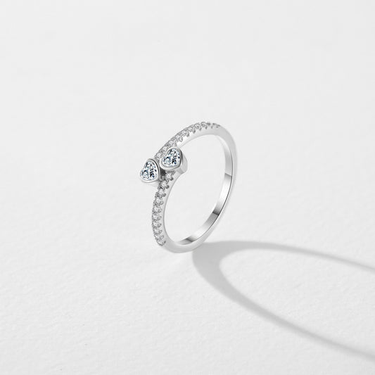 Sterling Silver Heart-to-Heart Ring