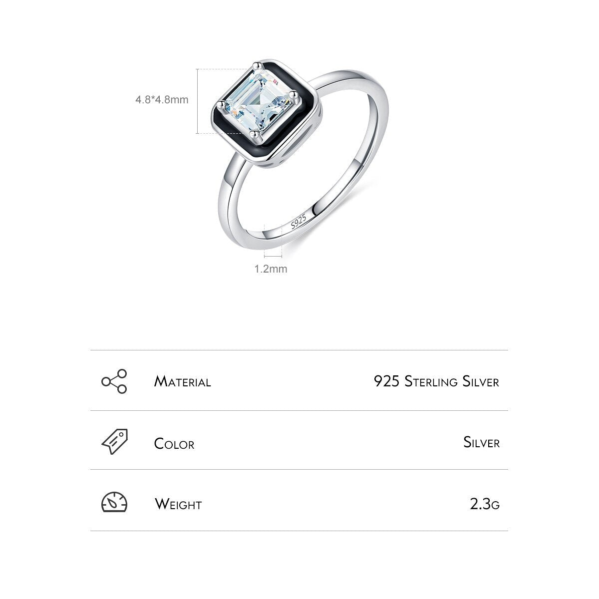 Sterling Silver Square Shaped Ring