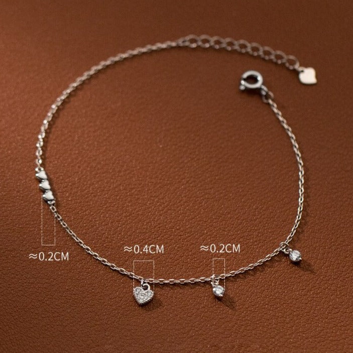 Sterling Silver Hearts Charm Bracelets