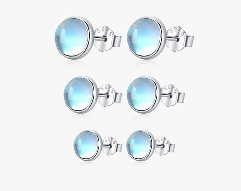 Sterling Silver Moonstone Stud Earrings