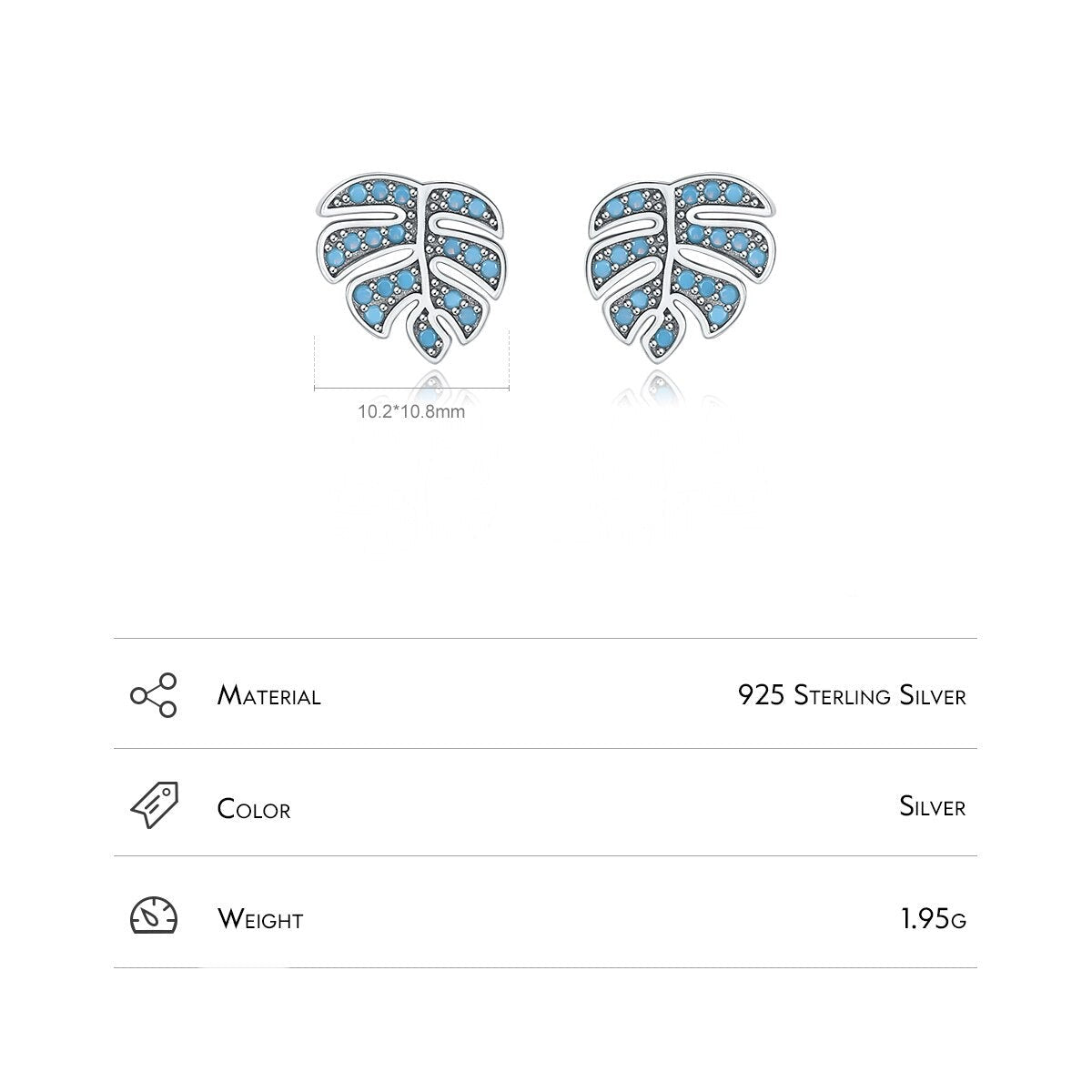 Sterling Silver Turquoise Leaf Stud Earrings