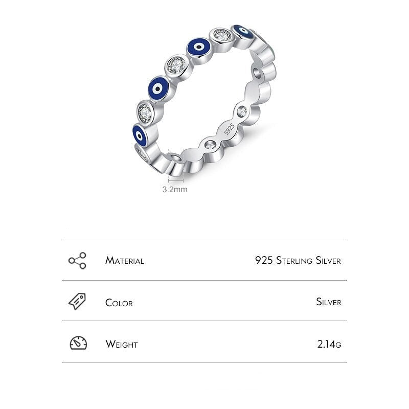 Sterling Silver Blue Eye Ring