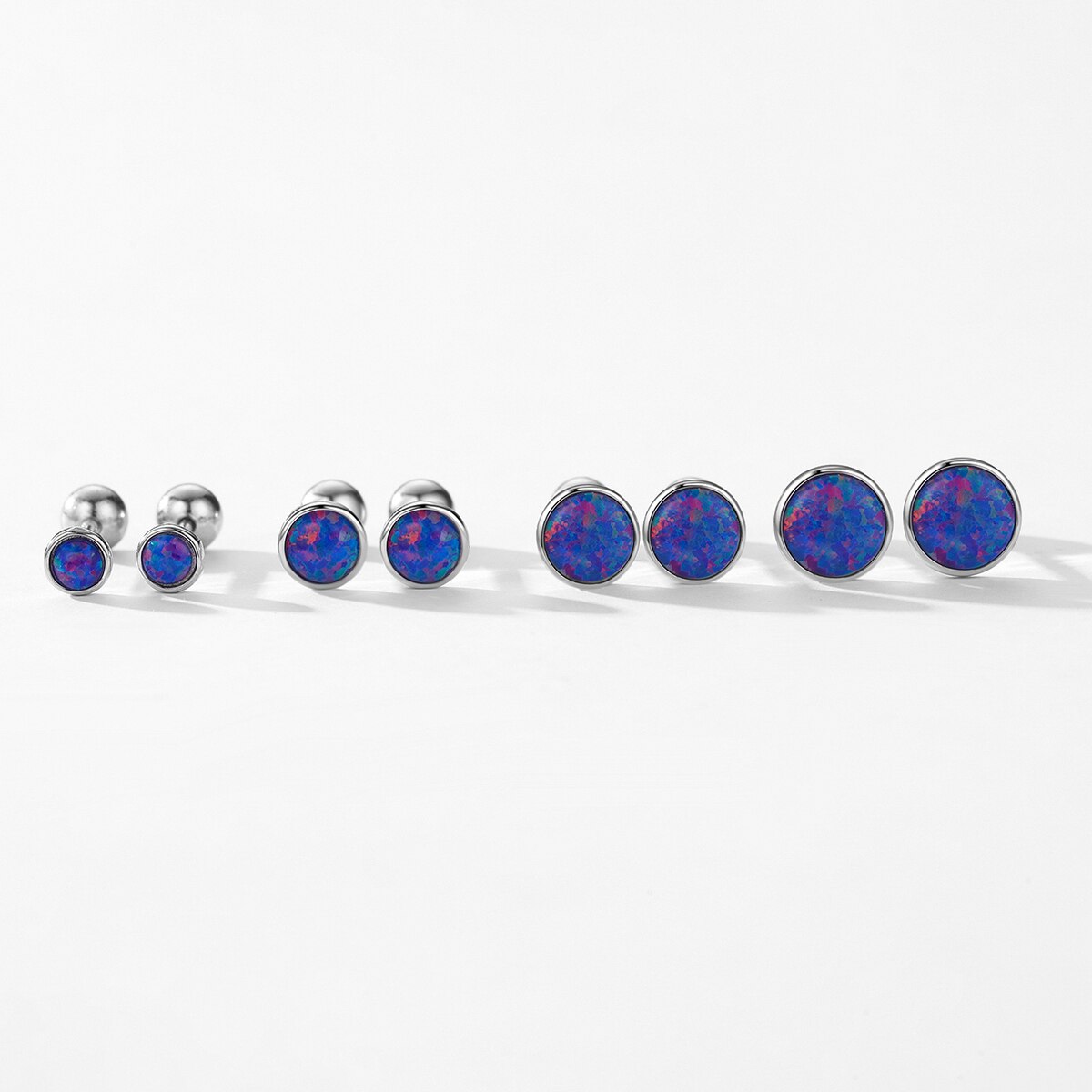 Sterling Silver Blue Opal Stud Earrings