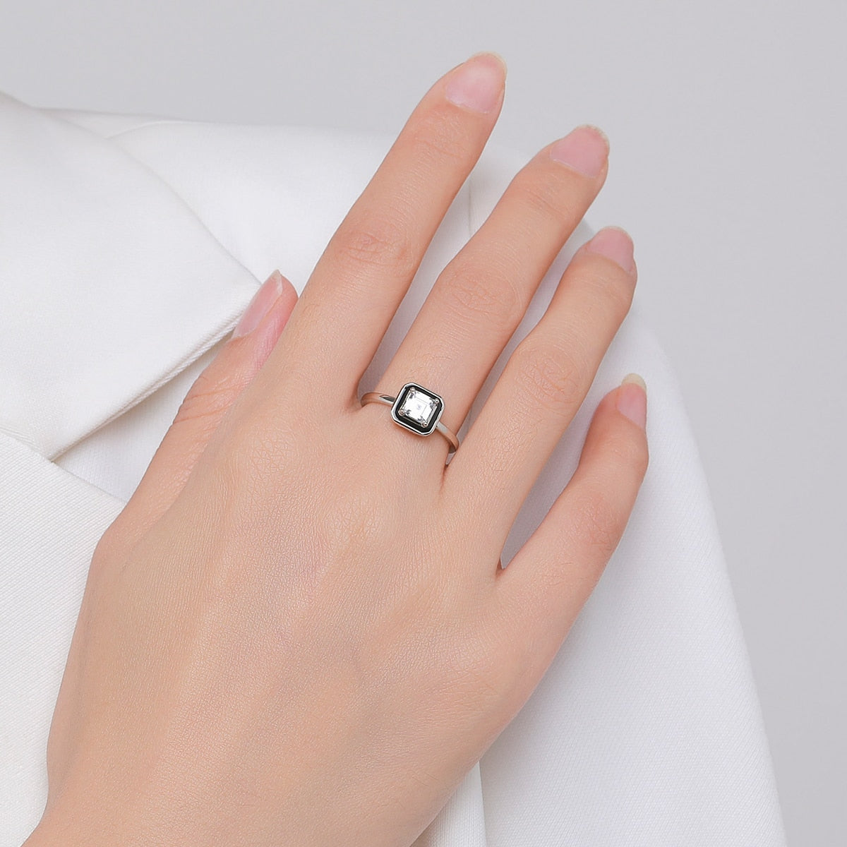 Sterling Silver Square Shaped Ring