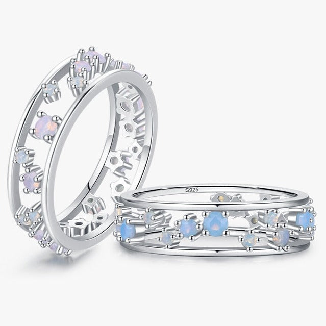 Sterling Silver Scattered Opal Ring