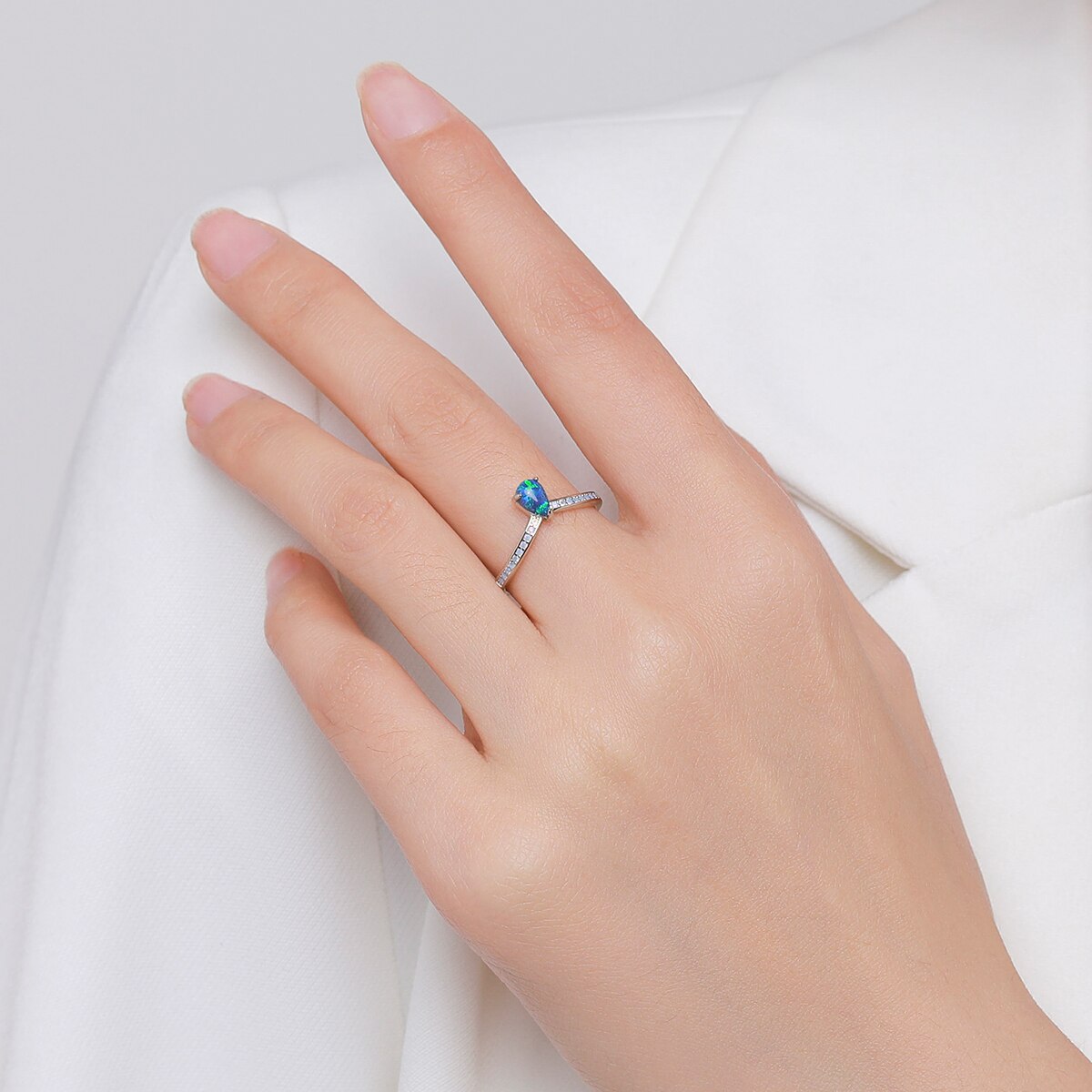 Sterling Silver Exquisite Blue Peruvian Opal Ring