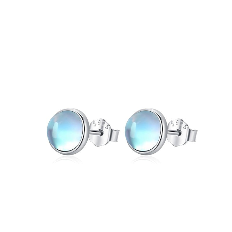 Sterling Silver Moonstone Stud Earrings