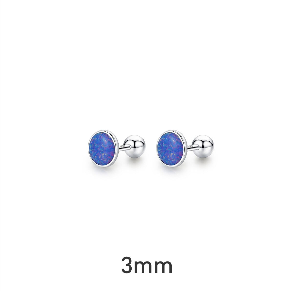 Sterling Silver Blue Opal Stud Earrings