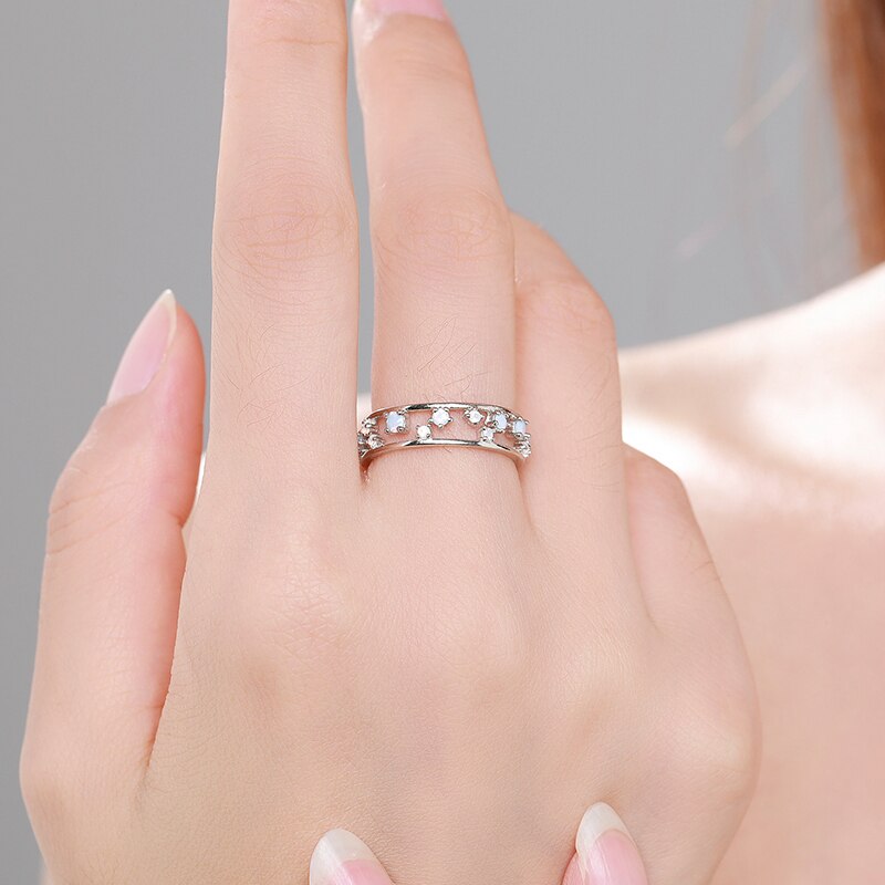 Sterling Silver Scattered Opal Ring
