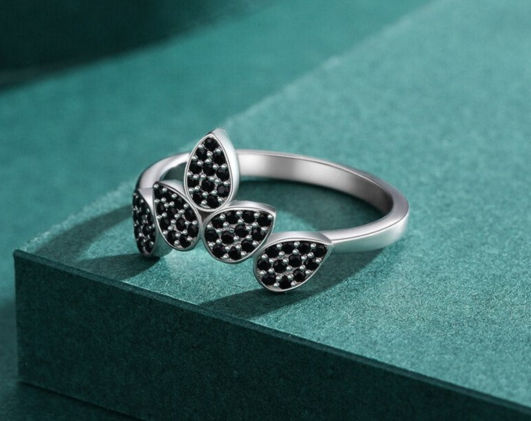 Sterling Silver Black Petal Ring