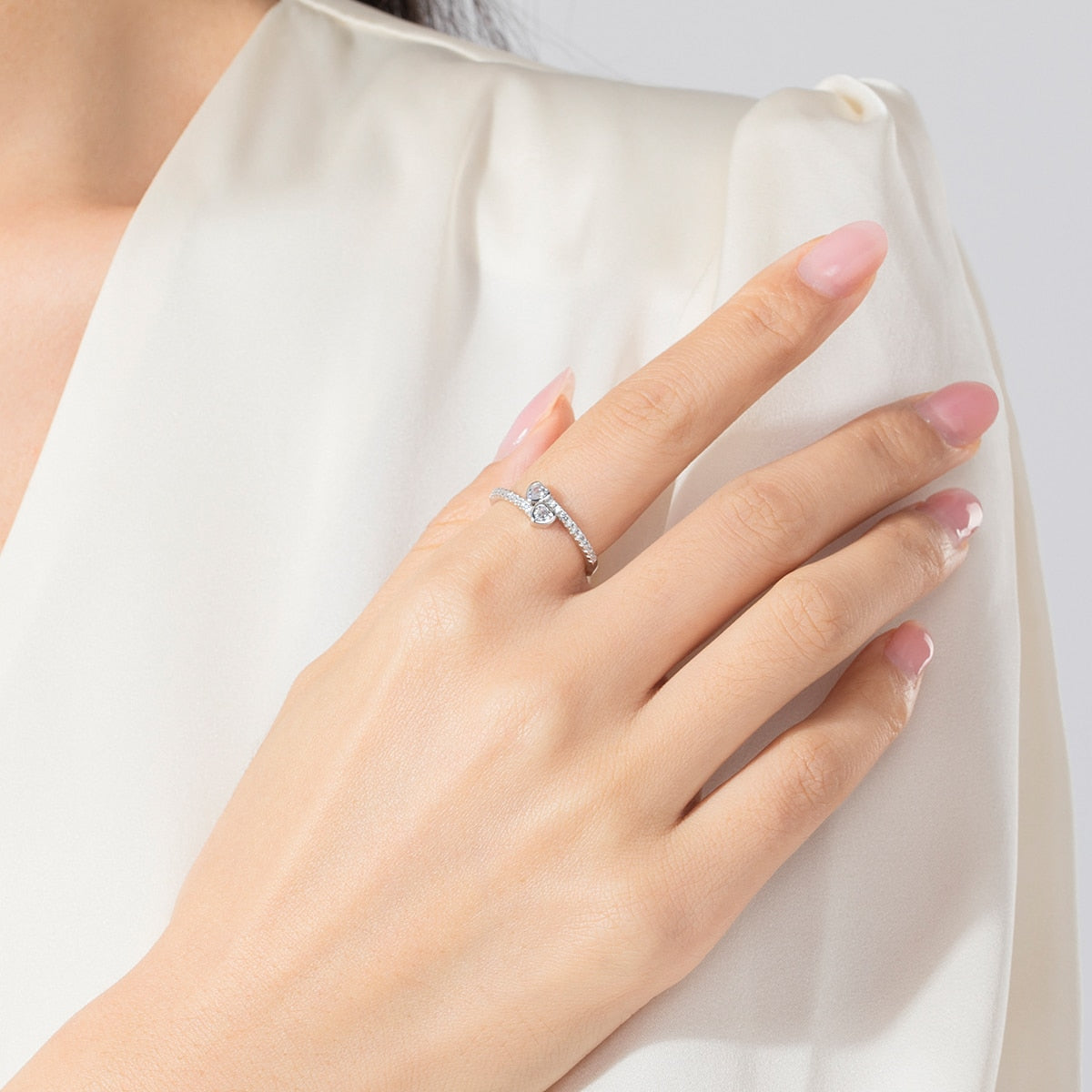 Sterling Silver Heart-to-Heart Ring