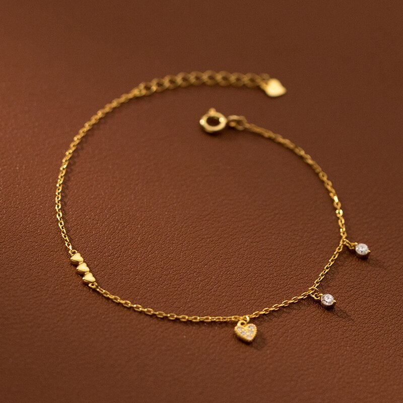 Sterling Silver Hearts Charm Bracelets