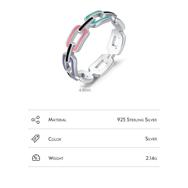 Sterling Silver Multicolour Geometric Ring