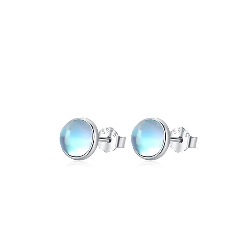 Sterling Silver Moonstone Stud Earrings