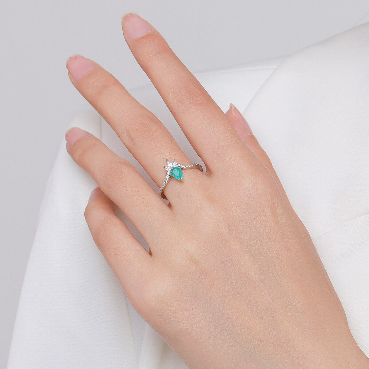 Sterling Silver Paraiba Tourmaline Crown Ring