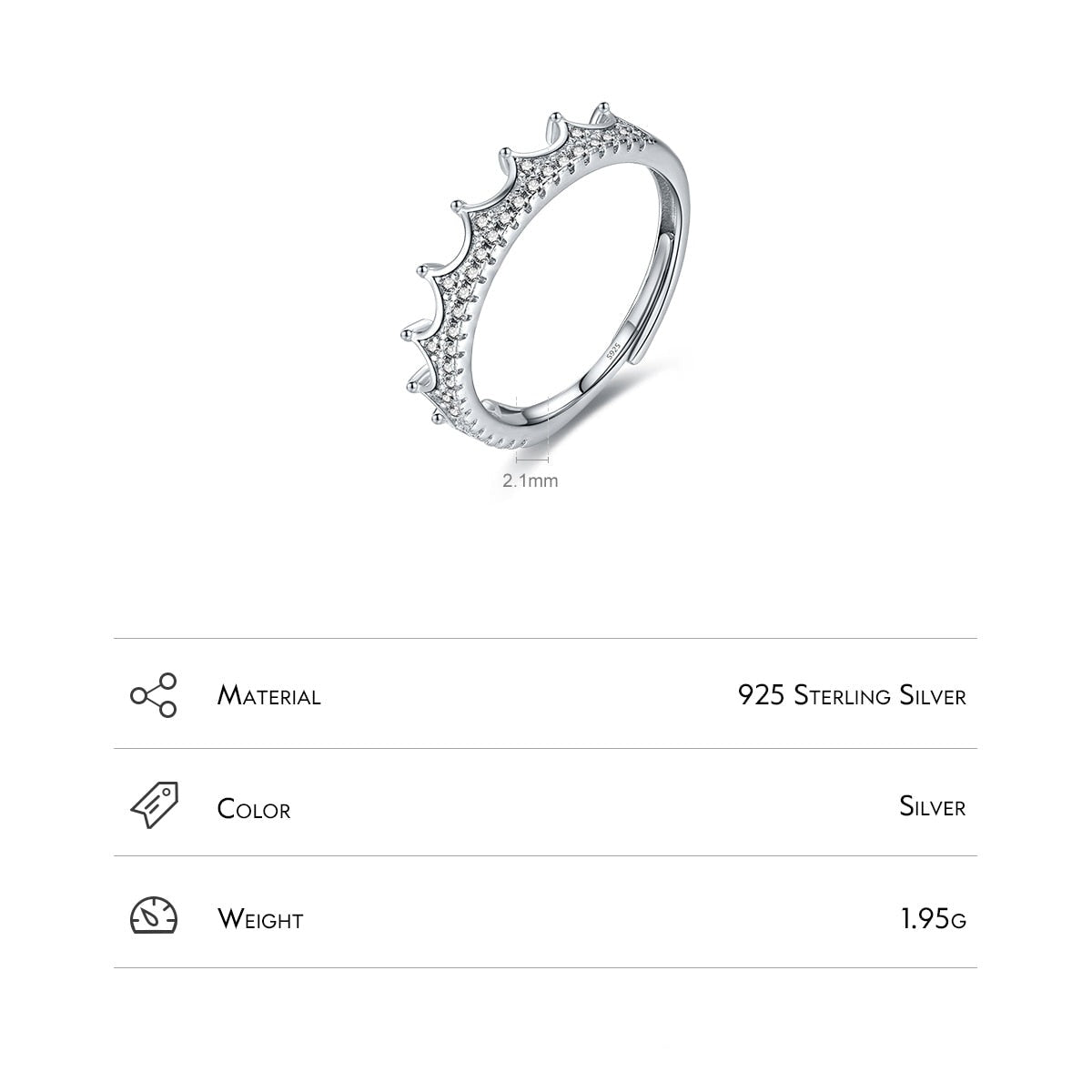 Sterling Silver Royal Tiara Ring