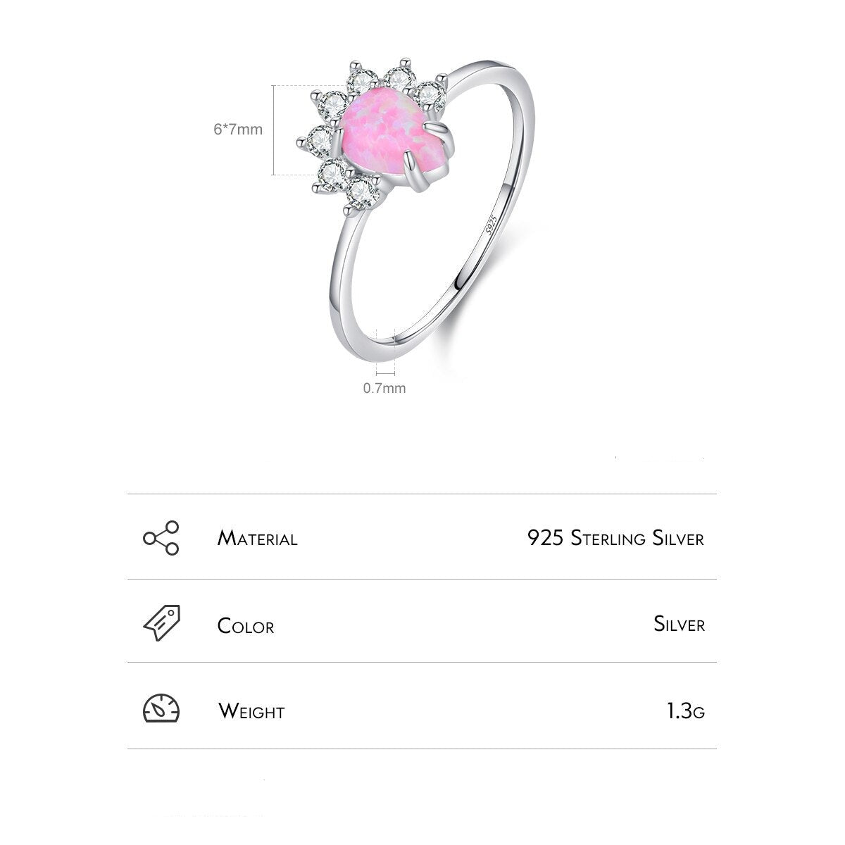 Sterling Silver Exquisite Opal Ring