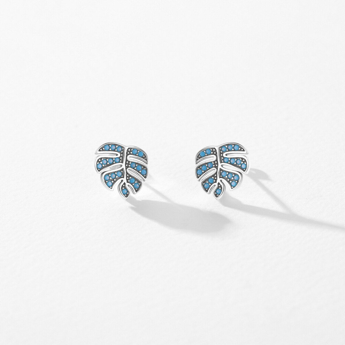Sterling Silver Turquoise Leaf Stud Earrings