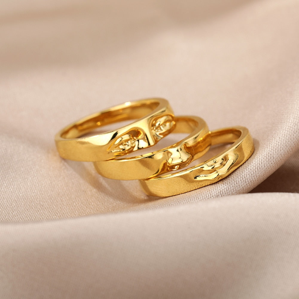Golden Face Stack of 3 Rings